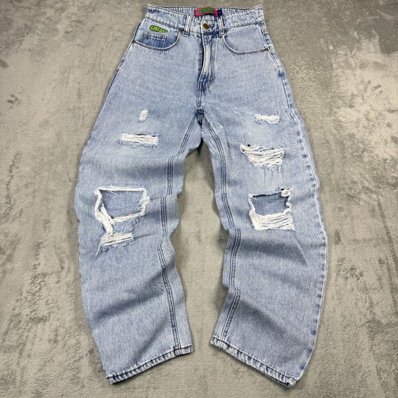 EMPYRE Tori Womens 0 Distressed Y2K Skate Jeans Relaxed Denim High Waist Ripped - Picture 1 of 11